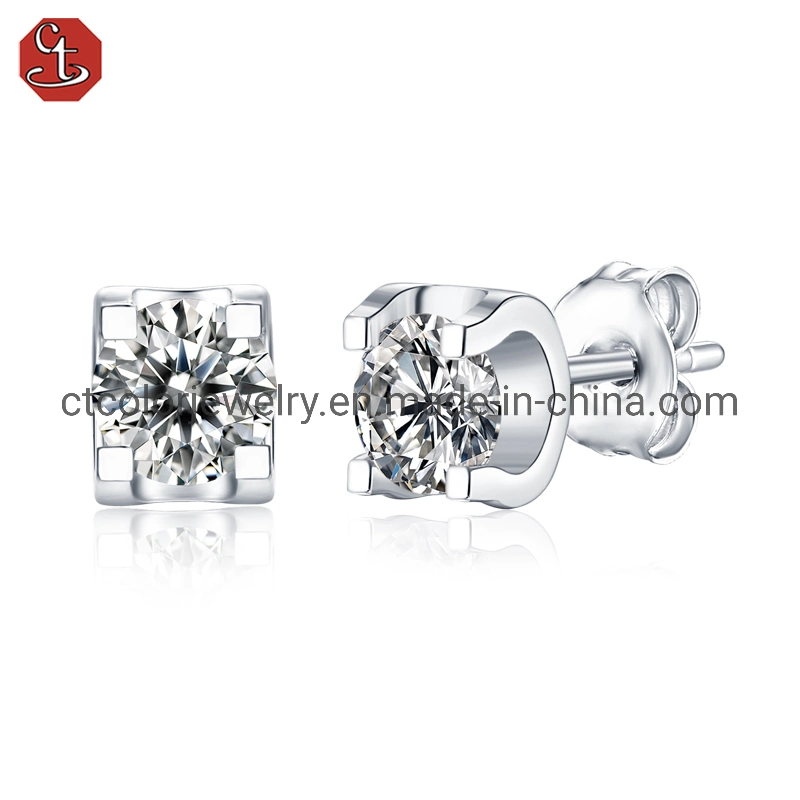 Trendy jewelry Moissanite ear studs Temperament and versatile earrings for girls