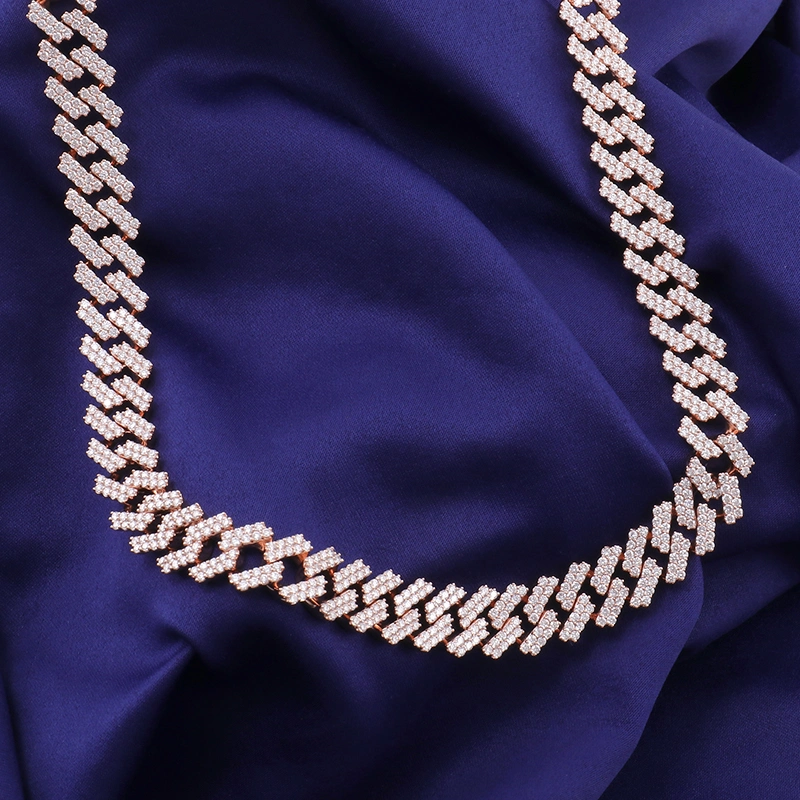 Iced out Hiphop Jewelry Cuban Link Chain with Moissanite Diamond for Men Jewelry