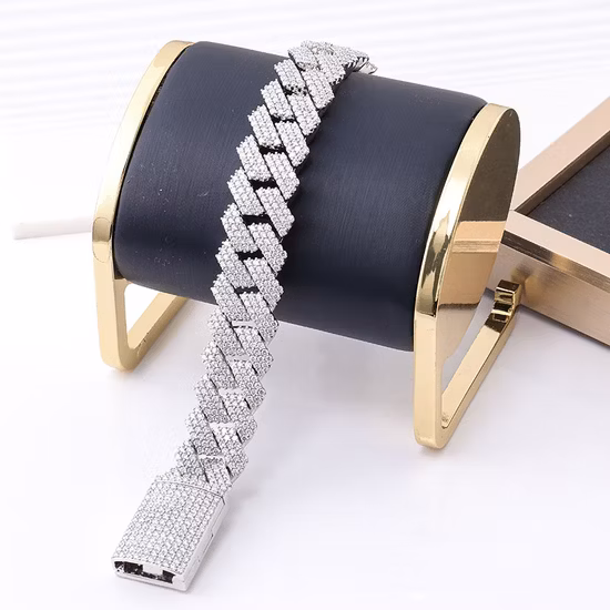 Us Hottest Hiphop Jewelry Iced out 6mm Moissanite Diamond Cuban Link Bracelet One Row Paved for Women and Mens