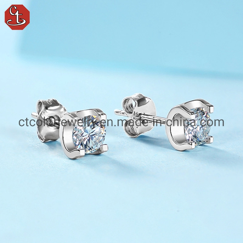 Trendy jewelry Moissanite ear studs Temperament and versatile earrings for girls