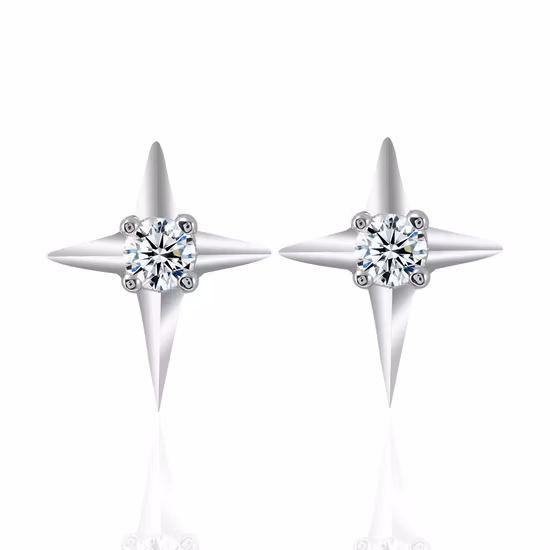 Gioielli provenzali Design classico di lusso a quattro griffe Orecchini a bottone placcati in oro con diamanti Moissanite in argento sterling 925
