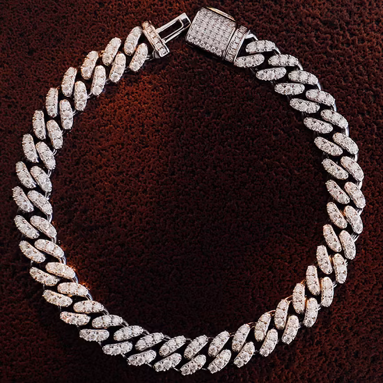 Hip Hop Schmuck 925 Silber Moissanit Cuban Link Bracciale 6mm 8mm Breite D Farbe Vvs Sciolto Diamante Iced Out Catena cubana