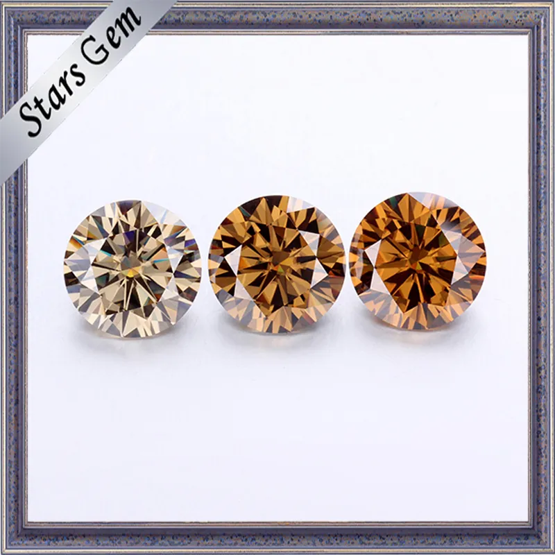 Pietra moissanite colorata color champagne da 1 carato