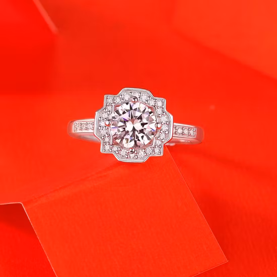 Pietra preziosa Moissanite da 1 carato in gioielli in argento sterling R9207