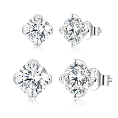 Nuovi gioielli in argento sterling 925 con moissanite 0.5CT 1CT 5mm 6mm rotondi per donna