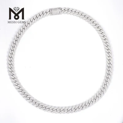 Ms-511 10mm 12mm Larghezza 18 pollici 20 pollici 22 pollici 24 pollici Lunghezza Argento sterling 925 Diamanti Moissanite Maglia cubana Hip Hop