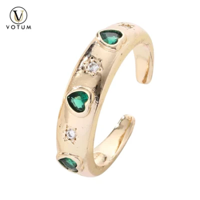 Votum Moda 925 Gioielli in argento sterling Personalizzato Placcato oro 18 carati Diamante Cuore Anello di cristallo Donne all'ingrosso Gioielli Moissanite