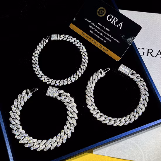 Gioielli molto popolari Bracciale cubano Miami Bracciale con diamanti moissanite ghiacciato con prezzo all'ingrosso