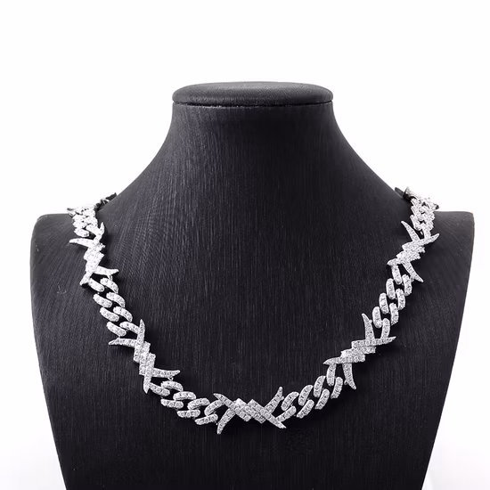 Iced Out Bling Diamond Hip Hop Miami Catena a maglie cubane all'ingrosso Catena di moissanite cubana