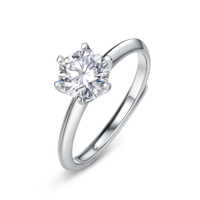 Anello di fidanzamento da donna con anello di fidanzamento in moissanite da 1 carato in argento sterling 925 di lusso